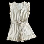 Miss Selfridge  ruffle sleeve belted romper in cream Photo 6