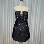Maniju  Black Strapless Jewel Rhinestone Mini Dress Photo 3