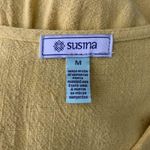 Susina Linen Blend Tiered Mini Dress M Yellow Short Sleeves Ruffle High Low Size M Photo 5