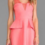 BCBG PINK CORAL LEEANNPEPLUM LACE V NECK SLEEVELESS DRESS 6 original price $338 Orange Photo 0