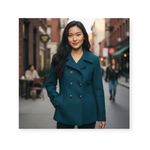 Miss Sixty  ☻︎ Wool Double Breasted Pea Coat w/ Stitch Detail ☻︎ Aegean Blue ☻︎ S Photo 1