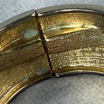 Vintage Hinged Clamper Bangle Bracelet Multicolor Inlay Metal Earth Tone Colors Brown Photo 14