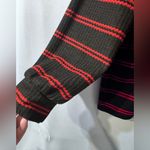 Sanctuary  Sweater Black & Red Striped Size Zip V-neck Size Medium Photo 2