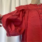 Free People  Laura Western Top Red Berry Size XS Boho Embroidered FLAW Repaired Photo 8