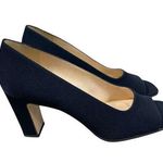 Nine West 90s Black Open Toe Leather Sole Kalyn Block Heel Shoes 7.5 M Photo 0