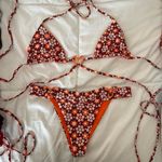 Frankie’s Bikinis FRANKIES BIKINI BROWN FLORAL TRIANGLE BIKINI SET 🤍  Photo 0