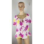 Gloria Vanderbilt  BOHO Lightweight Knit Floral Blouse Shirt Women's‎ Sz M Cotton Photo 7