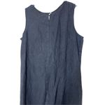 Vintage Linen Blend Black Maxi Dress Embroidered Pineapple Flowers Size 16 Photo 6