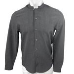 ZARA  Men's Gray Pinstriped Band Collar Long Sleeve Button Down Shirt Top Size S Photo 0
