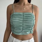 Love j Mint blue ruched cami crop top Photo 3