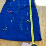 Victoria Holley Linen Blend Sheath Dress Blue Embroidered Fish Size 10 Vintage Photo 7