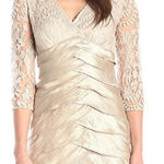 Adrianna Papell  Long Shutter Pleat Shimmer Dress Lace Bodice Womens‎ Size 10 Photo 0