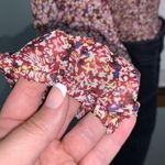 Love, Fire Womens Blouse Top Shirt Ruffled Smocked Hem Sheer Floral Red XS Photo 9