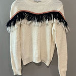 English Factory  Cream Sweater with Black Fringe Photo 0