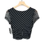 Free Press  black white polka dot rouched mesh top cropped pin-up retro L Photo 5