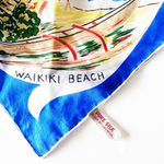 Vintage Hawaii Map Silk Scarf Blue White 50s Photo 2
