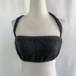 We Wore What New Tie Halter Bra Top Ribbed Knit Crop Top Charcoal Size Small Photo 11
