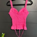 Renaissance Vintage Full Breast Hot Pink Tie Corset Tank Top Women’s Sz M EUC Size M Photo 2