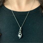 925 Sterling Silver Blue And White Diamond Infinity Knot Pendant 19” Necklace Photo 9