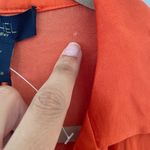 Rachel Roy  Blouse XS Orange Satin Popover V Neck Short Sleeve Silky Hi Low Flowy Photo 3