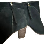 Toms  Lunata pieced suede black boot block heel women's side zip up ankle bootie Photo 7