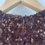 French Connection  Dress Size 4 Emille Sparkle Long Sleeve Sequin Sheath Brown Photo 9