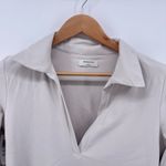 Babaton NEW NWT Aritzia Contour Polo Bodysuit Long Sleeve Matte Pearl Size Large Photo 2