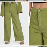 Roxy NWT  x Chloe Kim Corduroy High Waist Wide Leg Pants Moss Green Photo 6