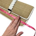 Cole Haan  Bedford Izzie Clutch White Leather and Argento Straw Photo 5