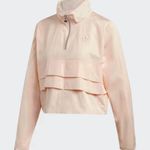 Adidas  Light Pink Cropped 1/4 Zip Windbreaker Pullover Jacket Zipper Cuff Photo 1