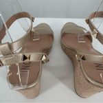 INC Maverickp Faux Leather Ankle Strap Wedge Sandals Gold size 10 Studded Photo 6