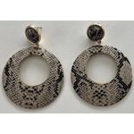 vintage Snake Skin Dangle Drop Earrings Animal Print Quality Sz 3” Brown Photo 9