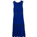 Nicole Miller  Women's Royal Blue Malibu Crepe Lace Cutout Midi Dress Size 8 Photo 2