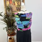 Connected Apparel  Sheath Dress Women's 14 Black Floral Top Sleeveless Back Zip Photo 6