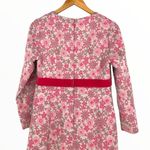 60’s Custom Pink Floral Metallic Velvet Trim Long Sleeve Maxi Dress Size M Photo 4