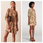 Ba&sh  Cleo V-Neck Mini Dress Size 8 Tie Dye Oversized Ikat Print Boho Casual Photo 2