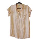 Umgee Light Peach Collared Raw Hem Short Sleeve Mini Utility Dress Photo 0