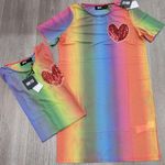 Iron fist NEW! Somewhere Rainbow Sheer Mesh Mini Dress Sequin Heart MEDIUM Pride Photo 8