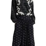 Lucky Brand Twill Embroidered Oversized Boho Black White Sweater Sz Small NWOT Photo 2