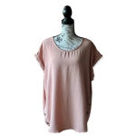 She & Sky  Women’s Pink Button-Side Blouse 1X | Lagenlook Balletcore Coastal boho Photo 1