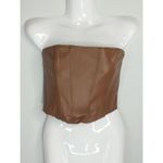 ZARA  Brown Corset Faux Leather Bustier Tube Chic Women's Small Coastal Cowgirl Photo 0