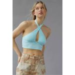 Urban Outfitters  Valeria Halter Crop Top Size Small S Tank Aqua Blue Photo 1