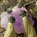 Tassel Shimmer Green & Austrian Crystal Earrings Green Photo 3