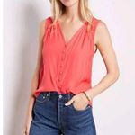 Evereve Women's medium  Mae Satin Gathered Tank Coral New with Tags Photo 0