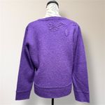 Coldwater Creek Purple 100% Wool Embroidered Button Front Floral Cardigan VTG M Photo 4
