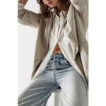 Free People Splice Up Shirtdress Tunic Size Large Ivory Oversize Boho Casual Photo 1