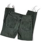 Free People Distressed High Rise Straight Leg Jeans Black Wash Raw Hem 26S Photo 2