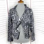 Anthropologie Bordeaux Leopard Print Side Zip Knit Moto Jacket Grey Black Medium Funnel Neck‎ Photo 6