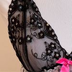 White black polka dot babydoll lingerie size large sequins sheer lace Photo 2