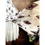 Free People Embroidered Diamond Top Mini Dress Cream Burgundy size S Photo 13